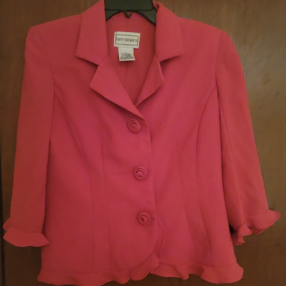 Karin Steven' Women's Coral Ruffles & Roses Jacket